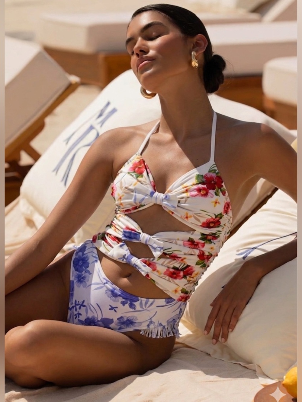 LoveShackFancy Paladia One Piece Swimsuit Medium Poolside Breeze NWT